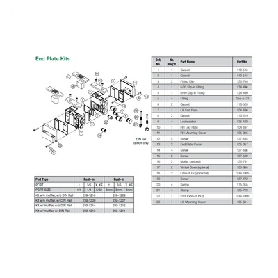 239-1208 NUMATICS/AVENTICS END PLATE KIT 2002 SERIES 5/16" TUBE, HW