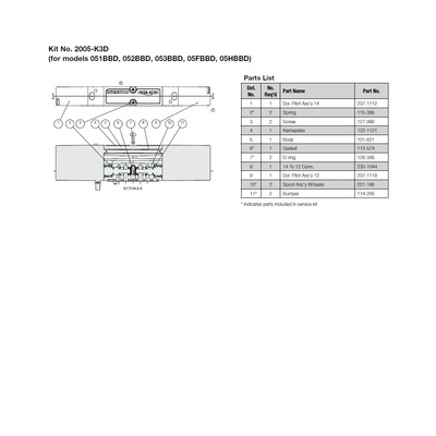 2005-K3D NUMATICS/AVENTICS VALVE REPAIR KIT 2005 SERIES (BBD) DUAL 3 WAY