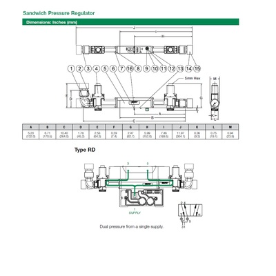 051RD100JP63D00 NUMATICS/AVENTICS SANDWICH REGULATOR 2005 SERIES DUAL PR 10-130PSI, TFEG