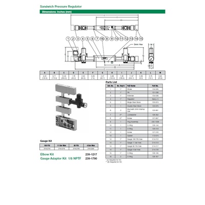 125-974 NUMATICS/AVENTICS SANDWICH REGULATOR PART 2005 SERIES SINGLE RISER BLOCK