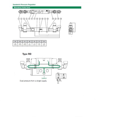 122RD400J016W00 NUMATICS/AVENTICS SANDWICH REGULATOR 2012 SERIES DUAL PR 5-60PSI, TFG