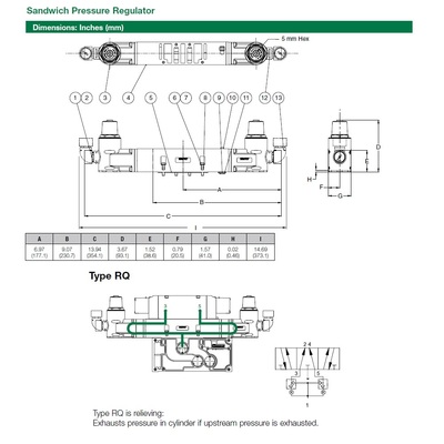 353RQ400J000000 NUMATICS/AVENTICS SANDWICH REGULATOR 2035 SERIES DUAL PR/RC 10-130PSI