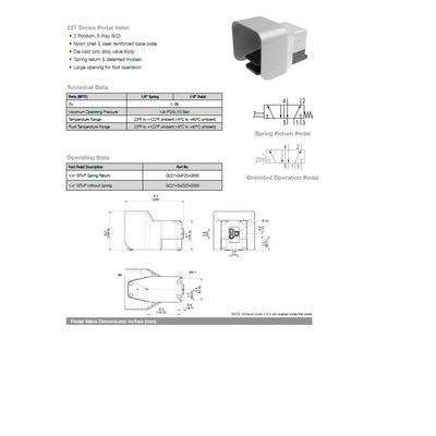 G227A34D20A0000 NUMATICS/AVENTICS MECHANICAL VALVE 227 SERIES 2 WAY DETENT 1/4" G (FOOT PEDAL)