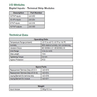 240-204 NUMATICS/AVENTICS MANIFOLD PART G3 16 INPUTS NPN DIGITAL TERMINAL STRIP MODULE