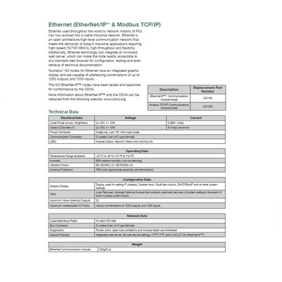 240-292 NUMATICS/AVENTICS MANIFOLD PART G3 MODBUS-TCP NODE