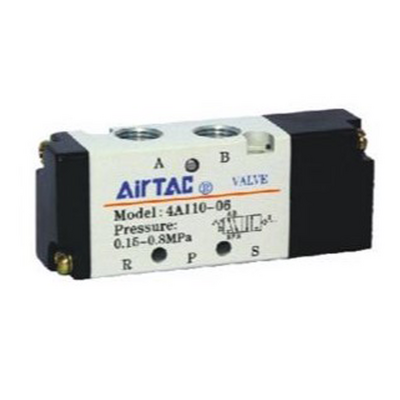AIRTAC CONTROL VALVE, 4A1 SERIES, DOUBLE SOLENOID 4 WAY 2 POSITION AIR PILOTED, 1/8"NPT, NONE