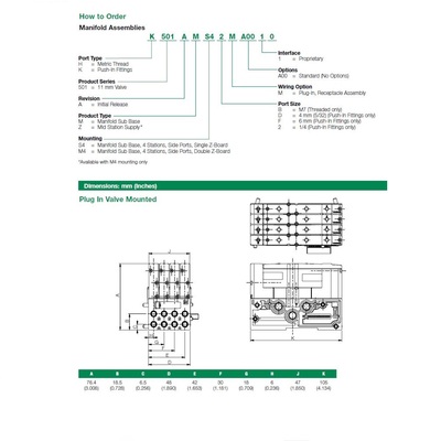 K501AMM32MA0010 NUMATICS/AVENTICS MANIFOLD BLOCK 501 SERIES 3 STATION 1/4" TUBE SIDE PORTS DZB (PTY)