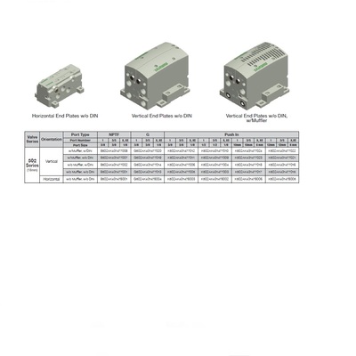 K502AV3J400VMUF NUMATICS/AVENTICS END PLATE KIT 502 SERIES 1/2" TUBE W/MUFFLER