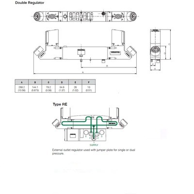 R503ARE12JA0020 NUMATICS/AVENTICS SANDWICH REGULATOR 503 SERIES DUAL PR 4 & 2, 0.7-9BAR  (ISO 15407-2)