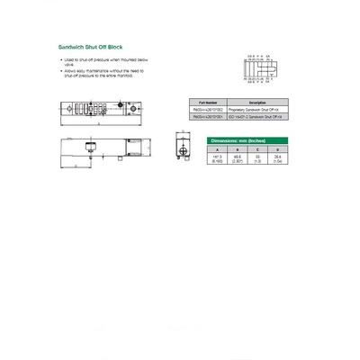 R503AY426707002 NUMATICS/AVENTICS SANDWICH SHUT OFF BLOCK 503 SERIES (PTY)