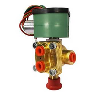 ASCO BRASS PROCESS SOLENOID VALVE 8342 SERIES 4/2 INLINE, 120VAC, 0.7CV, 1/4" NPT, MANUALLY OPERATED - SCREW TYPE