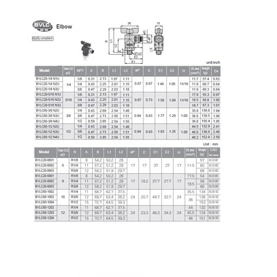 BVLC60-1002 PISCO NP BRASS BALL VALVE 10MM TUBE X 1/4" BSPT MALE ELBOW, T HANDLE