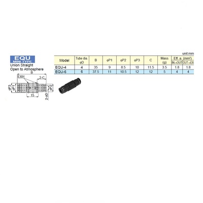EQY-4 PISCO QUICK EXHAUST VALVE 4MM TUBE 3 WAY UNION