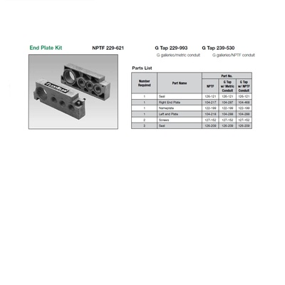 229-621 NUMATICS/AVENTICS END PLATE KIT MK15 SERIES 1/2" NPT