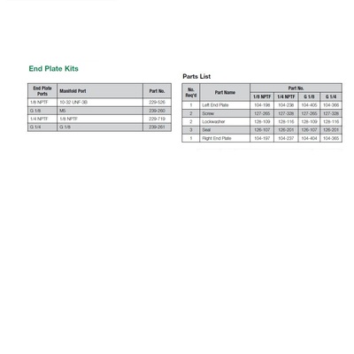 239-261 NUMATICS/AVENTICS END PLATE KIT MK3 SERIES 1/4" G