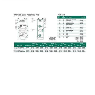 203-481 NUMATICS/AVENTICS VALVE BASE MK55,SPA55 SERIES 3/8" NPT SIDE PORTS NO PLUG (3A/3C)