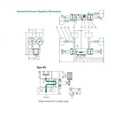 081RS100U016W00 NUMATICS/AVENTICS SANDWICH REGULATOR MK8 SERIES SGL PR 10-130PSI, TFG, LONG RECP
