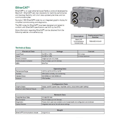 P580AEEC1010A00 NUMATICS/AVENTICS MANIFOLD PART 580 SERIES ETHERCAT NODE