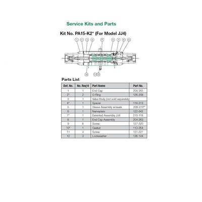 PA15-K2 NUMATICS/AVENTICS VALVE REPAIR KIT PA15 SERIES (JJ4) DOUBLE AIR PILOT