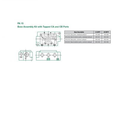 203-454 NUMATICS/AVENTICS VALVE BASE PA15 SERIES 1/4" NPT S/B PORTS (43/48)