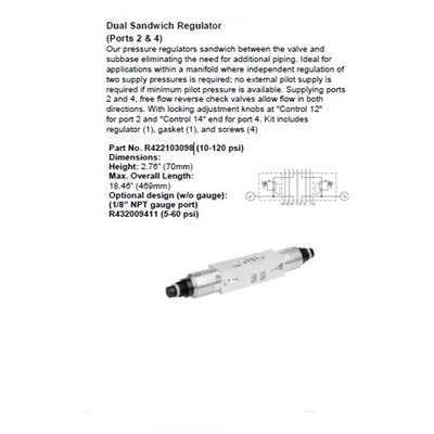 R422103098 NUMATICS/AVENTICS SANDWICH REGULATOR ISO3 5599/1 SERIES DBL PR 10-120PSI