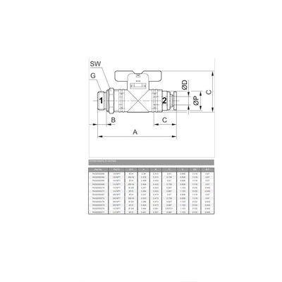 R432000370 NUMATICS/AVENTICS PLASTIC PUSH-IN BALL VALVE 5/16" TUBE X 3/8" NPT MALE, T HANDLE, 145PSI (OVAL)