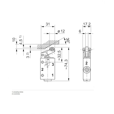 0820402102 NUMATICS/AVENTICS MECHANICAL VALVE AP SERIES 3/2 SPR RTN 1/8" G (ROLLER LEVER)