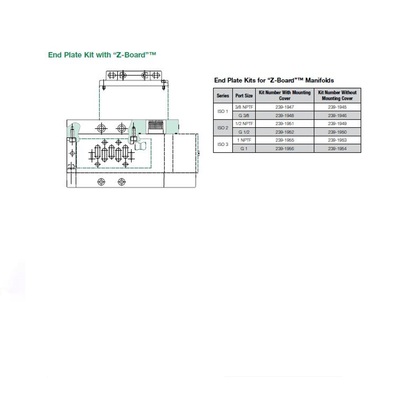239-874 NUMATICS/AVENTICS END PLATE KIT ISO2 SERIES 1/2" NPT, COMMON EXHAUST (HARDWIRED)