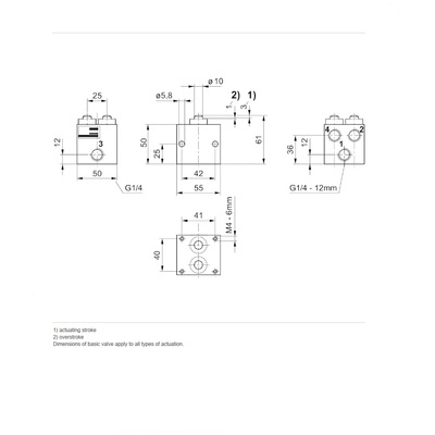 0820401001 NUMATICS/AVENTICS MECHANICAL VALVE AP SERIES 4/2 SPR RTN 1/4" G (PLUNGER)
