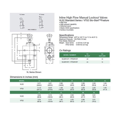 VL52N16ABY NUMATICS/AVENTICS QUICK EXHAUST LOCKOUT VALVE 52 SERIES 2" NPT, MUFFLER, SCISSOR LOCK